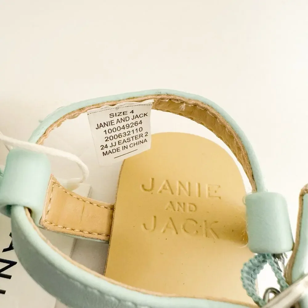 Janie And Jack Flower Sandal SIZE 4T Mint Floral‎ NWT